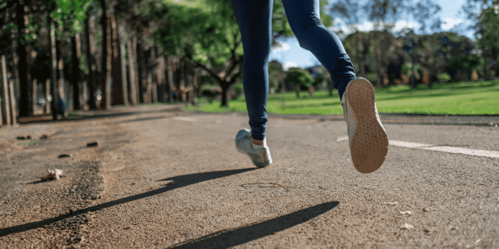 A person jogging outdoors 