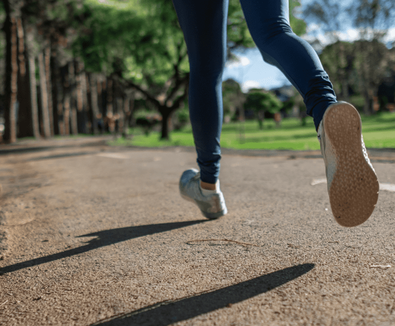 A person jogging outdoors